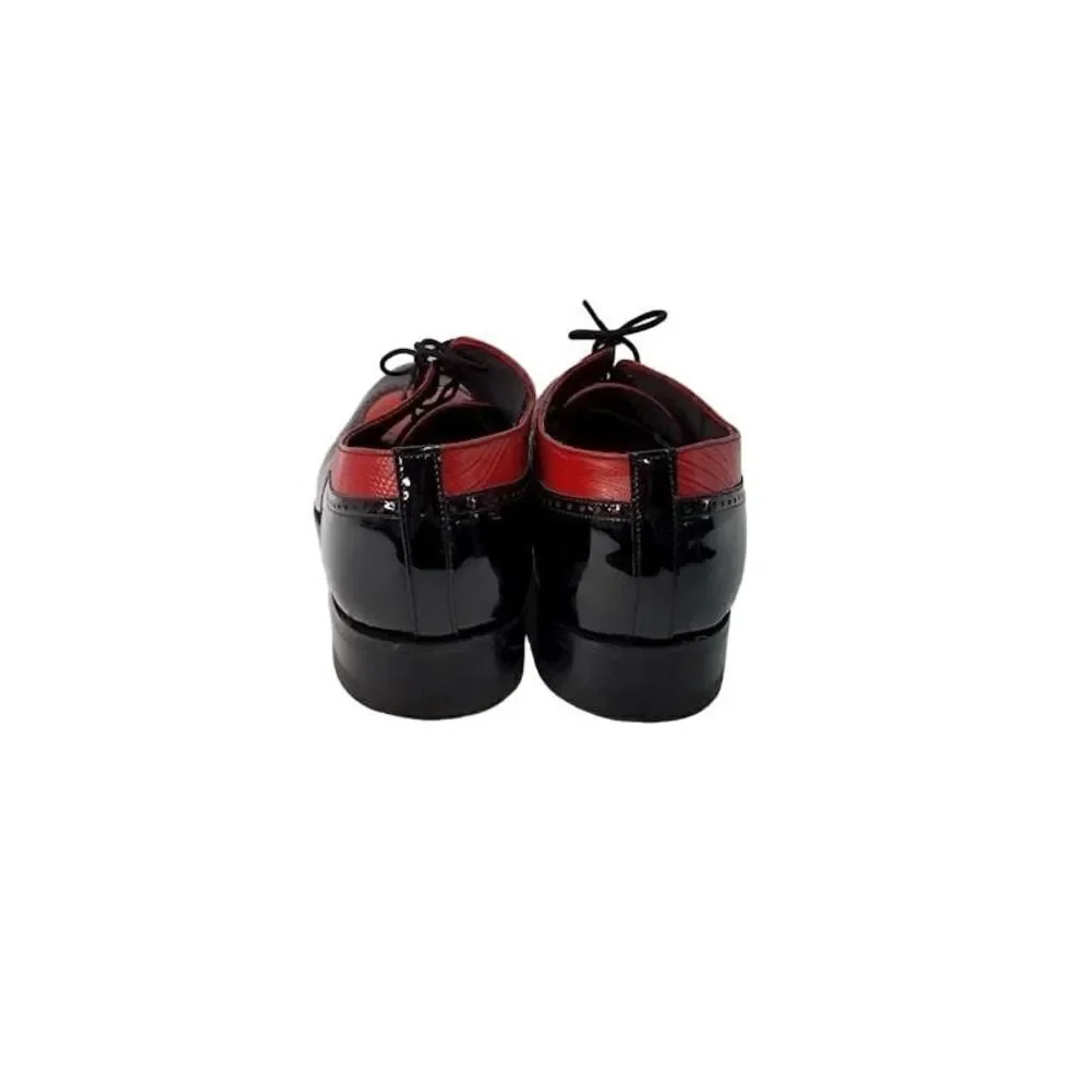 Stacy Baldwin Mens Black Red Patent Leather Wingtip Oxford Shoes 3013 11 EE - Picture 3 of 5